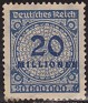 Germany 1923 Numbers 20 Millonen Blue Scott 287